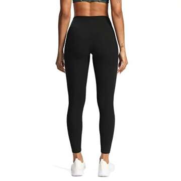 Aoxjox High Waisted Workout Leggings for Women Tummy Control Buttery Soft Yoga Metamorph Deep V Pants 26" (Black, X-Large)