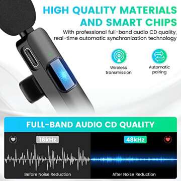 Wireless Microphone for iPhone iPad, Mini Lavalier Clip-on Microphone for Video Recording, Vlog, YouTube, Interview, TikTok