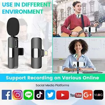 Wireless Microphone for iPhone iPad, Mini Lavalier Clip-on Microphone for Video Recording, Vlog, YouTube, Interview, TikTok