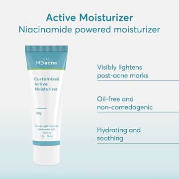 MDacne Facial Moisturizer with Niacinamide 2% - Oil-Free Daily Treatment Cream to Reduce Under-Eye D...