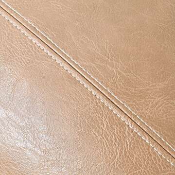 Fancy Homi Tan Long Lumbar Waterproof Faux Leather Decorative Throw Pillow Covers 14x24 Inch for Living Room Couch Bed, Beige Hand Stitched Cushion Case 35x60 cm, Taupe Modern Farmhouse Home Decor