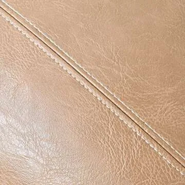 Fancy Homi Tan Long Lumbar Waterproof Faux Leather Decorative Throw Pillow Covers 14x24 Inch for Living Room Couch Bed, Beige Hand Stitched Cushion Case 35x60 cm, Taupe Modern Farmhouse Home Decor