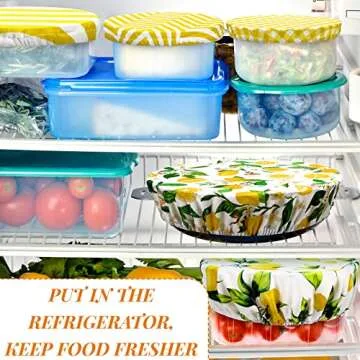 10 Pack Cloth Bowl Covers for Bread Rising Reusable Fabric Bowl Covers 5 Size Stretch Elastic Food Storage Container Covers Cotton Bread Bowl Covers Reusable Lids for Food, Fruits, Leftover(Lemon)