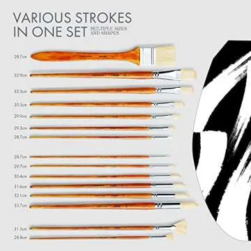 ARTIFY Oil Paint Brushes Set, 15Pcs Professional Natural Chungking Bristle Acrylic Paint Set, Perfect for Oil and Acrylic Painting, Long and Heavy Handle