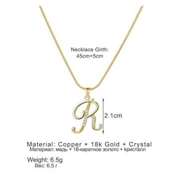 Golden Alphabet Pendant Necklace with Cubic Zirconia