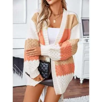 JASCLS Women's Oversized Color Block Sweater Cardigans