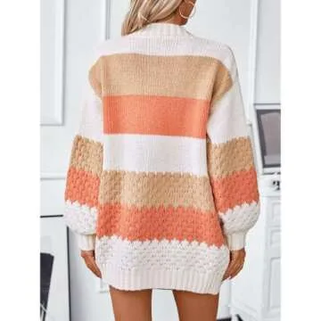 JASCLS Women's Oversized Color Block Sweater Cardigans