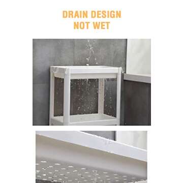 UNooMe Rolling Organizer Storage Cart - Bathroom Shelf Organizer 3 Tier Storage Organizer Shelf Rack with Wheels for Office Kitchen Bedroom Bathroom Laundry Room Dressers…