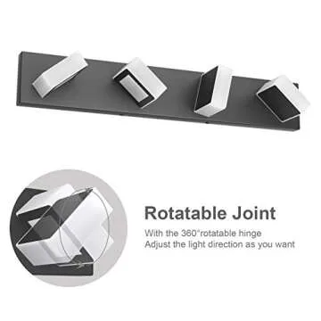 Ralbay LED Black 4 Lights Acrylic Lighting Fixtures Modern Matte Black Bathroom Vanity Lights