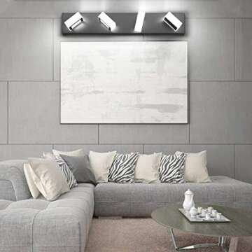 Ralbay LED Black 4 Lights Acrylic Lighting Fixtures Modern Matte Black Bathroom Vanity Lights