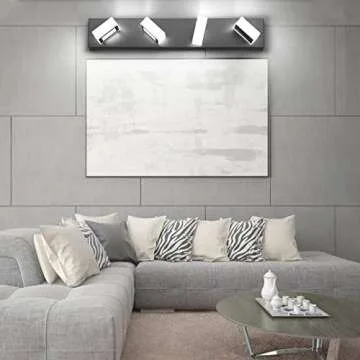 Ralbay LED Black 4 Lights Acrylic Lighting Fixtures Modern Matte Black Bathroom Vanity Lights