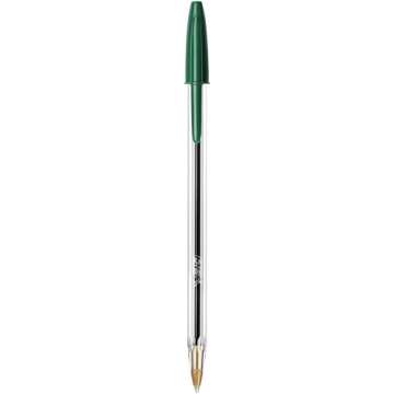 Bic Cristal Medium Smudge-free Ballpoint Pen, 1.0mm Tip Line, Green, Ideal for Office and School, Pa...