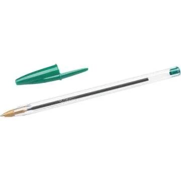 Bic Cristal Medium Smudge-free Ballpoint Pen, 1.0mm Tip Line, Green, Ideal for Office and School, Pack of 50