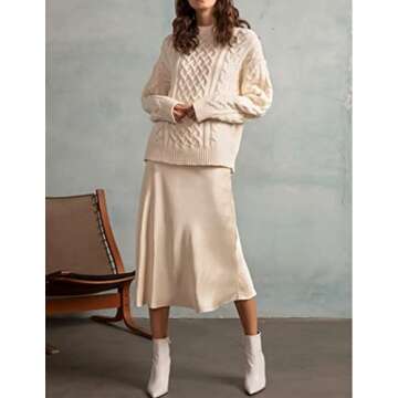 Stylish Zeagoo Women's Silk Midi Skirt for Summer Work