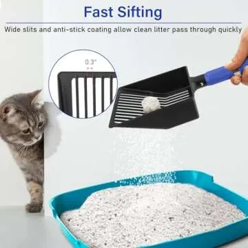 JAMIEWIN Extendable Metal Cat Litter Scoop, Long Handle Litter Sifting Shovel, 21"-39.5" No Bending Back Cat Scooper for Litter Box Heavy Duty Pet Poop Shovel Chicken Poop Scooper