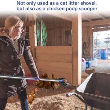 JAMIEWIN Extendable Metal Cat Litter Scoop, Long Handle Litter Sifting Shovel, 21"-39.5" No Bending Back Cat Scooper for Litter Box Heavy Duty Pet Poop Shovel Chicken Poop Scooper