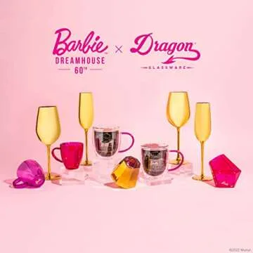 Barbie Champagne Flutes Set - Elegant Gold and Pink Design