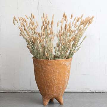 Handmade Paper Mache Footed Container for Unique Decor