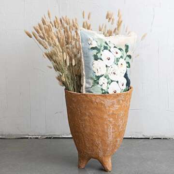 Handmade Paper Mache Footed Container for Unique Decor