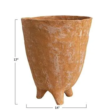 Handmade Paper Mache Footed Container for Unique Decor