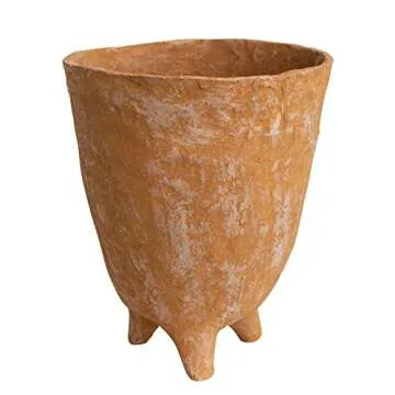 Handmade Paper Mache Footed Container for Unique Decor