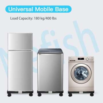 Nefish Mini Fridge Stand Universal Stand Base Adjustable Refrigerator Stand with 4 Strong Feet Washing Machine Pedestal Multi-Functional Base for Dryer (Black)