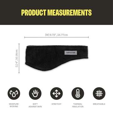 Turtle Fur Double-Layer Bang Band, Chelonia 150 Fleece Headband,Black,One Size