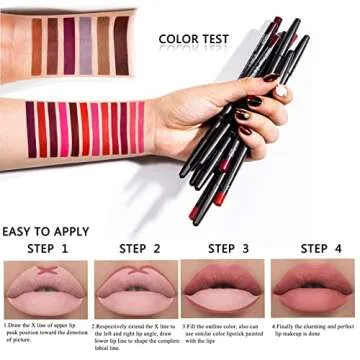 DC-BEAUTIFUL 18 Colors Lip Liners Pencil Set with 2 Pencil Sharpeners, Premium Waterproof Smooth Lip Pencils, Long Lasting Matte Makeup Lipliners