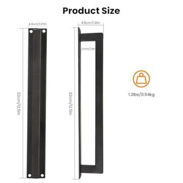Homode Barn Door Handle - 12" Rustic Pull Handle, Heavy Duty, Matte Black