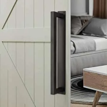 Homode Barn Door Handle - 12" Heavy Duty Matte Black Pull