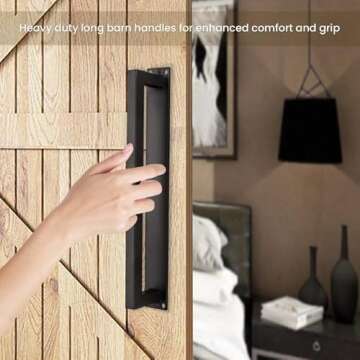 Homode Barn Door Handle - 12" Heavy Duty Matte Black Pull