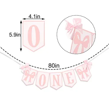 Pink and White Highchair Birthday Banner for Girls