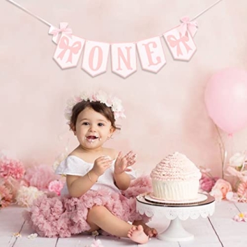 Pink and White Highchair Birthday Banner for Girls