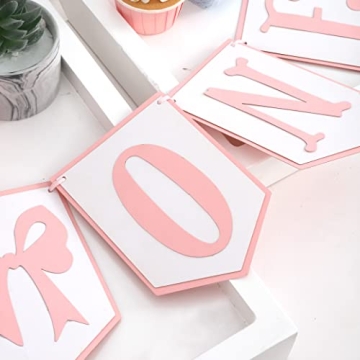 Pink and White Highchair Birthday Banner for Girls