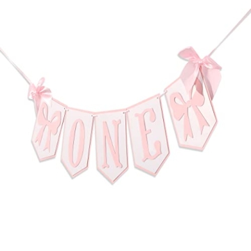 Pink and White Highchair Birthday Banner for Girls