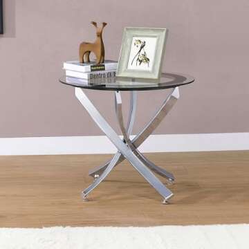 Coaster Home Furnishings Brooke Round End Table with Glass Top