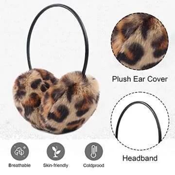 Yuoahcn Women Winter Unisex Ear Muffs Faux Fur Warm Earmuffs Lady Girls Plush Ear Warmers Outdoor Ear Covers Headband (Leopard print)