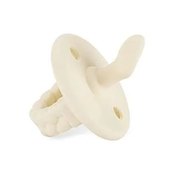 Itzy Ritzy Silicone Orthodontic Pacifiers - Sweetie Soother Pacifiers with Collapsible Handle & Two Air Holes for Added Safety, Baby Pacifiers for Ages 6-18 Months (Buttercream & Toast)