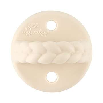 Itzy Ritzy Silicone Orthodontic Pacifiers - Sweetie Soother Pacifiers with Collapsible Handle & Two Air Holes for Added Safety, Baby Pacifiers for Ages 6-18 Months (Buttercream & Toast)