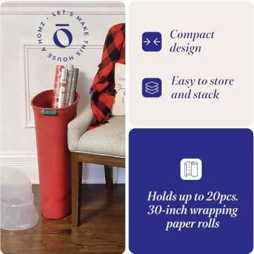 HOMZ Seasonal Holiday Gift Wrap Storage Organizer