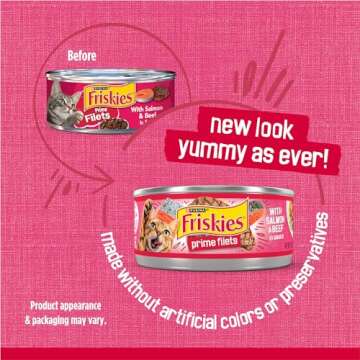 Purina Friskies Prime Filets With Salmon and Beef in Sauce High Protein Wet Cat Food - (Pack of 24) 5.5 oz. Cans