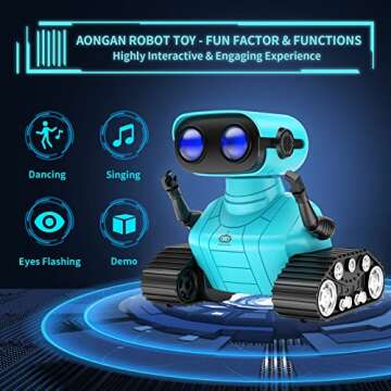 AONGAN Robot Toys - Remote Control Robot Toys for Kids, Dancing Singing Music LED Eyes Demo, Interac...