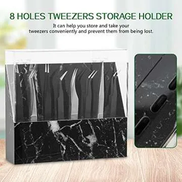 MISMXC 8-Hole Acrylic Tweezers Holder with Cover for Salons