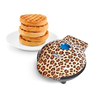 DASH Mini Maker for Waffles, Hash Browns, Keto Chaffles - Orange Leopard