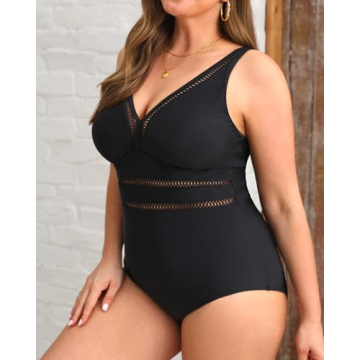 Daci Women Plus Size Sexy Hollow Out One Piece Swimsuit
