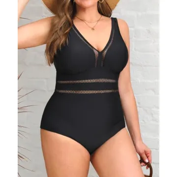 Daci Women Plus Size Sexy Hollow Out One Piece Swimsuit