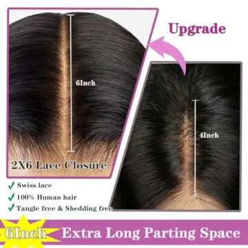 Mnador 2x6 SKINLIKE Real HD Lace Closure Deep Parting Straight Human Hair 0.095mm Ultra-thin hd lace Closure Tiny knots Brazilian Virgin Human Hair Closure pre plucked with Natural Hairline, 14inch