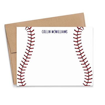 Personalized Baseball Stationery for Kids - Custom Note Cards Set
