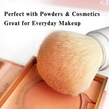 MS. WENNY Small Makeup Brush Set White - 4 in 1 Portable Travel Lip Brush,Highlight Brush,Eyeshadow Brush,Foundation Blending Powder Brush Retractable Mini Facial Cosmetic Makeup Brush Set