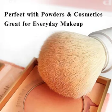 MS. WENNY Small Makeup Brush Set White - 4 in 1 Portable Travel Lip Brush,Highlight Brush,Eyeshadow Brush,Foundation Blending Powder Brush Retractable Mini Facial Cosmetic Makeup Brush Set